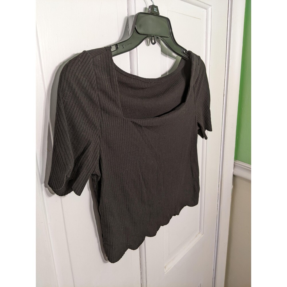 Black Ribbed Crop Top Size XS